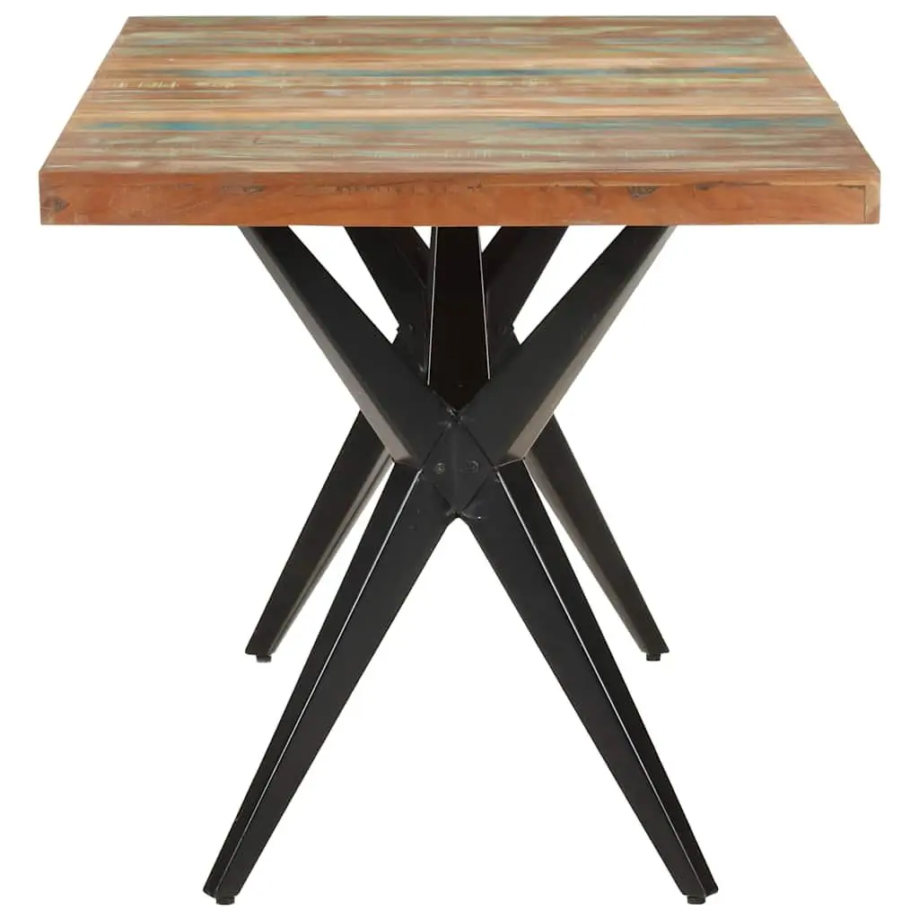 Dining Table 160x80x76 cm Solid Reclaimed Wood Kitchen Furniture Black