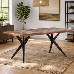 Sturdy Dining Table 180x90x76cm with Reclaimed Wood Top