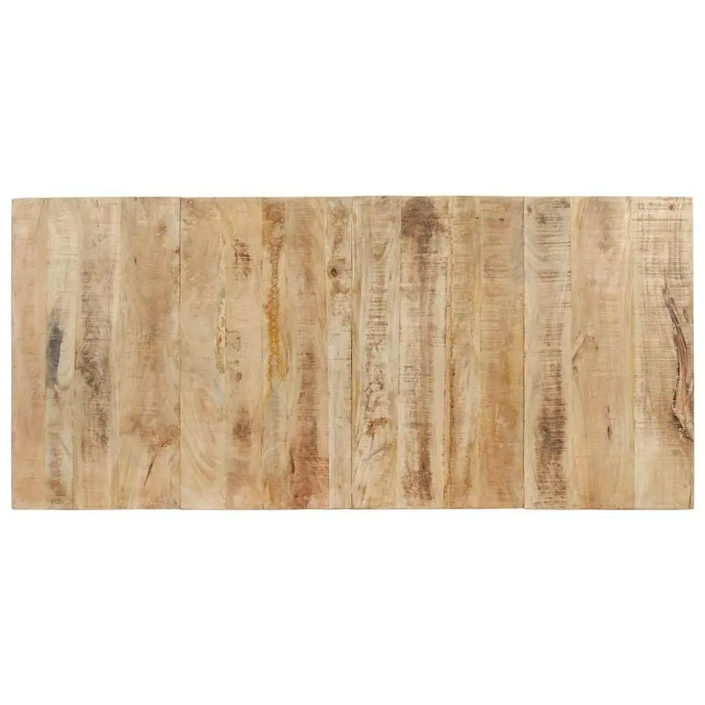 Dining Table 200x90x76 cm Rough Mango Wood Kitchen Furniture with Steel Legs