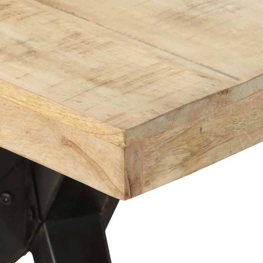 Dining Table 200x90x76 cm Rough Mango Wood Kitchen Furniture with Steel Legs