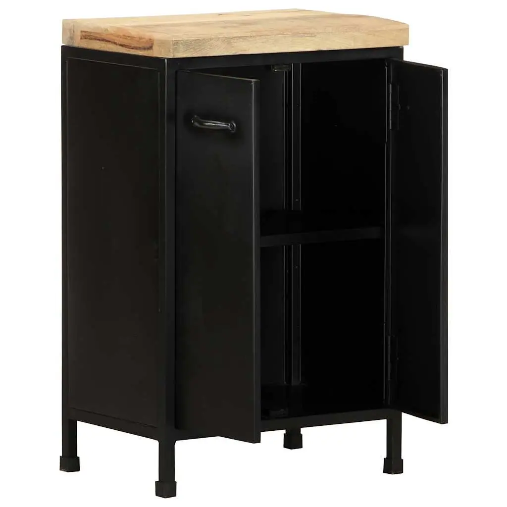 Sideboard Rough Mango Wood 47x35x76 cm Brown Storage Cabinet with Doors Rustic Industrial Decor