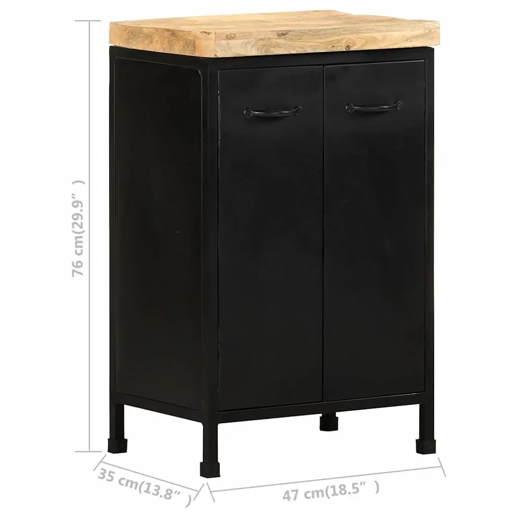 Sideboard Rough Mango Wood 47x35x76 cm Brown Storage Cabinet with Doors Rustic Industrial Decor