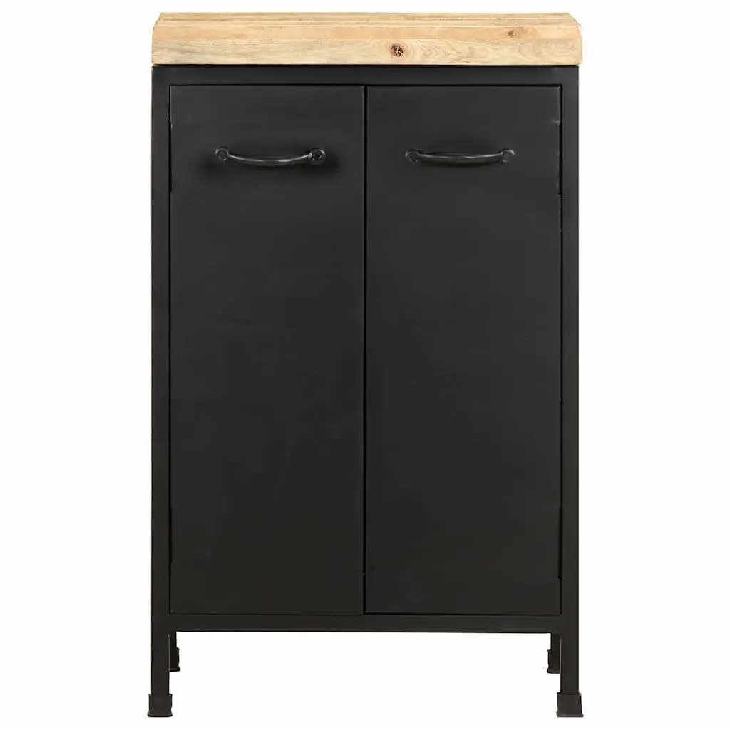 Sideboard Rough Mango Wood 47x35x76 cm Brown Storage Cabinet with Doors Rustic Industrial Decor