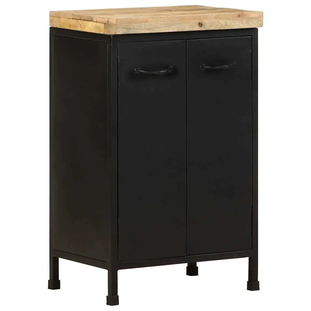 Sideboard Rough Mango Wood 47x35x76 cm Brown Storage Cabinet with Doors Rustic Industrial Decor