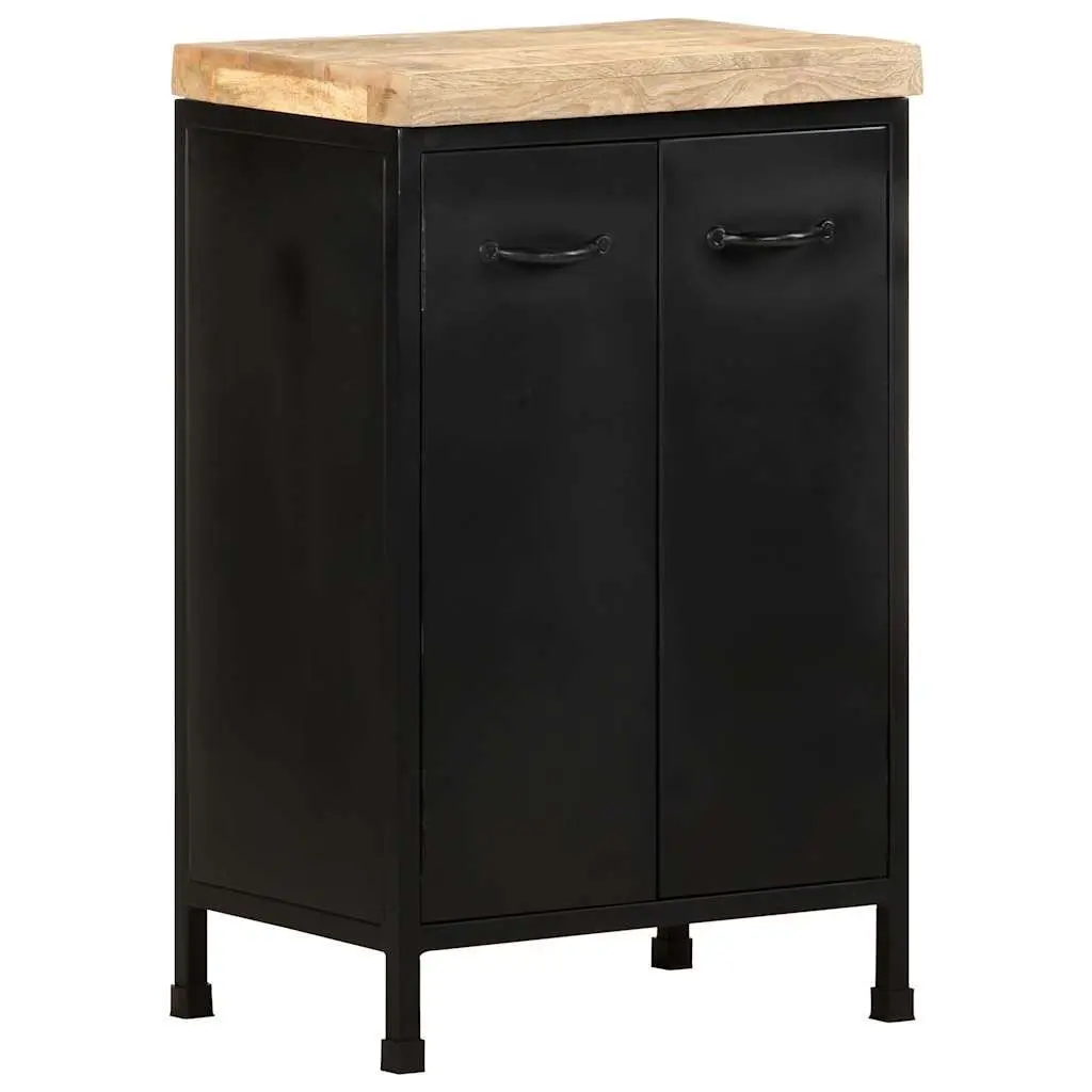 Sideboard Rough Mango Wood 47x35x76 cm Brown Storage Cabinet with Doors Rustic Industrial Decor