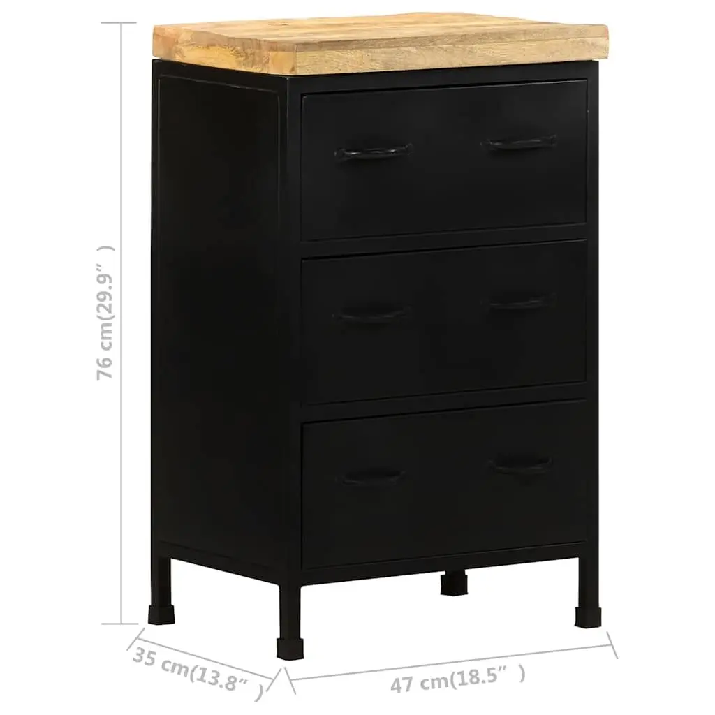 Rustic Brown Sideboard 47x35x76 cm with 3 Drawers