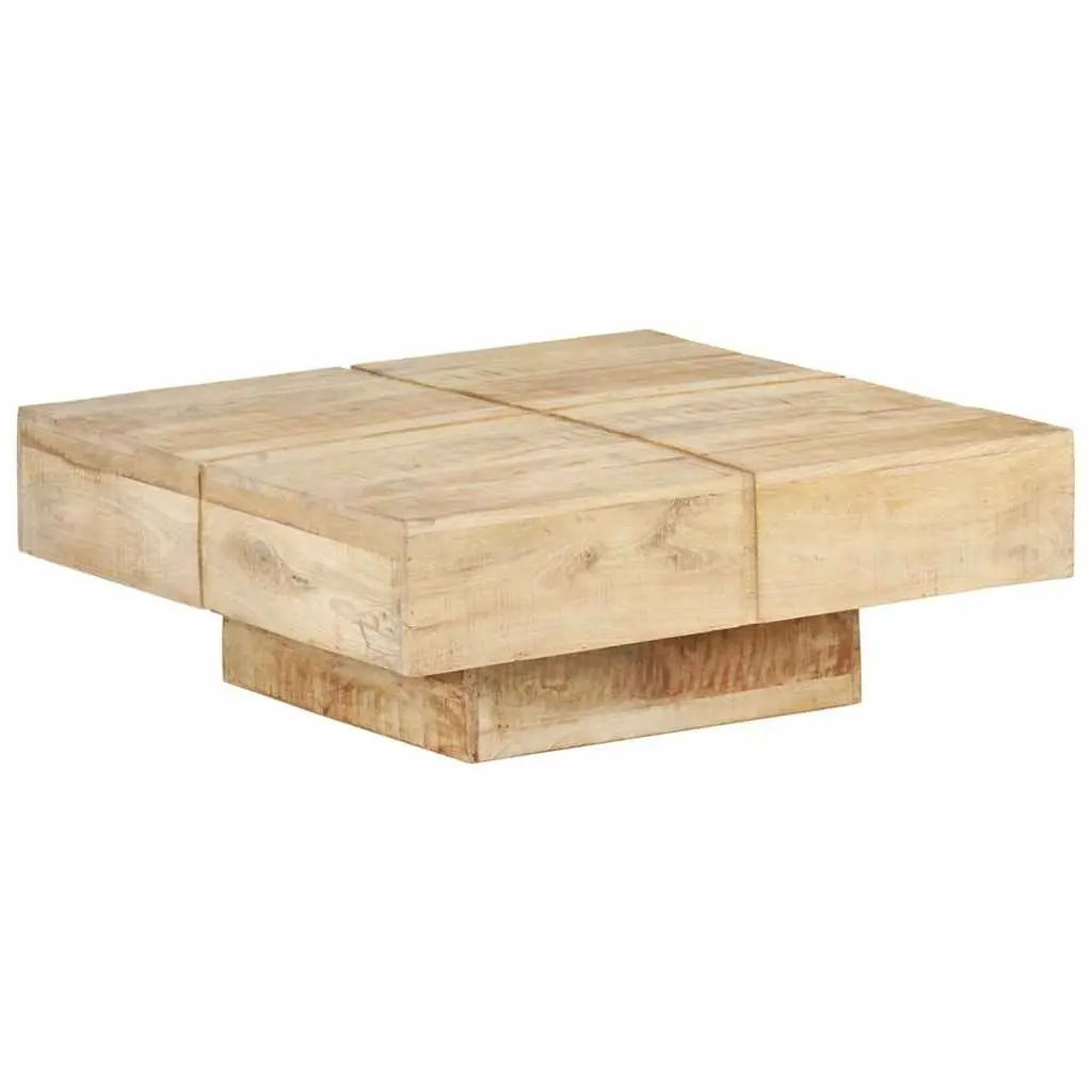 Solid Mango Wood Coffee Table 80x80x28 cm for Living Rooms