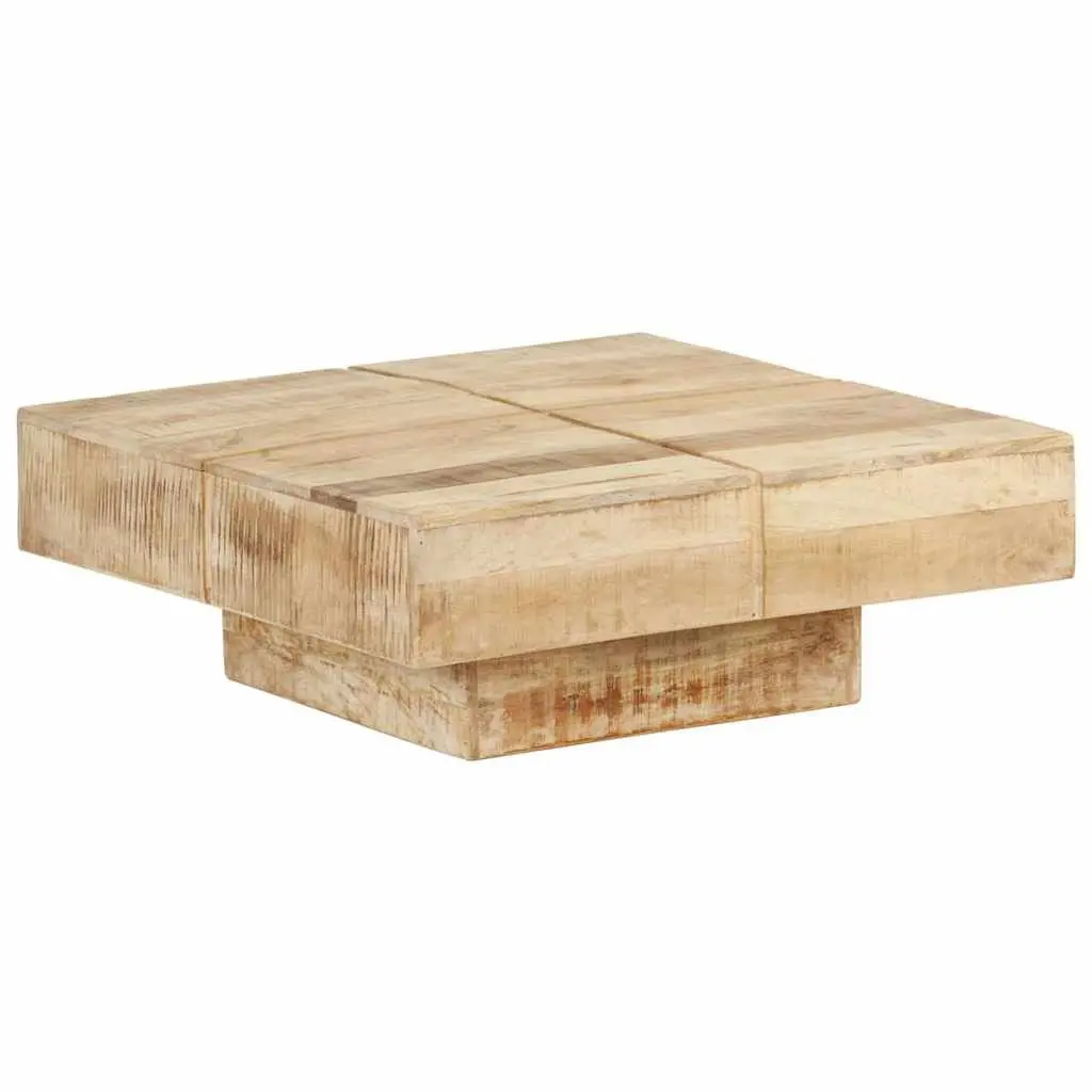 Solid Mango Wood Coffee Table 80x80x28 cm for Living Rooms
