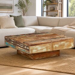 Distinctive Brown Coffee Table 80x80x28 cm Reclaimed Wood