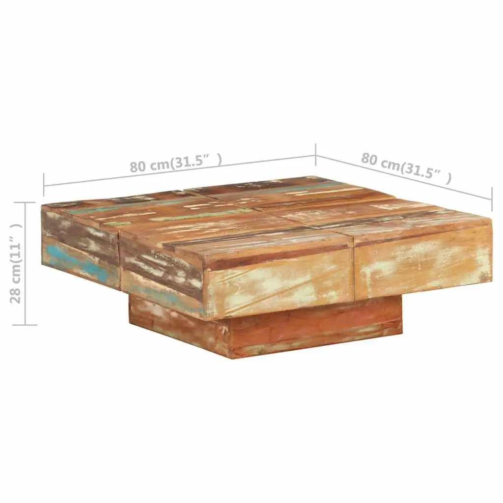Coffee Table Solid Reclaimed Wood 80x80x28 cm Brown
