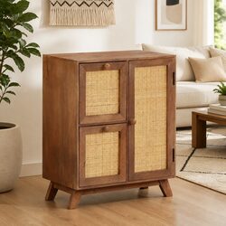 Durable Solid Mango Wood Sideboard with Drawers and Door