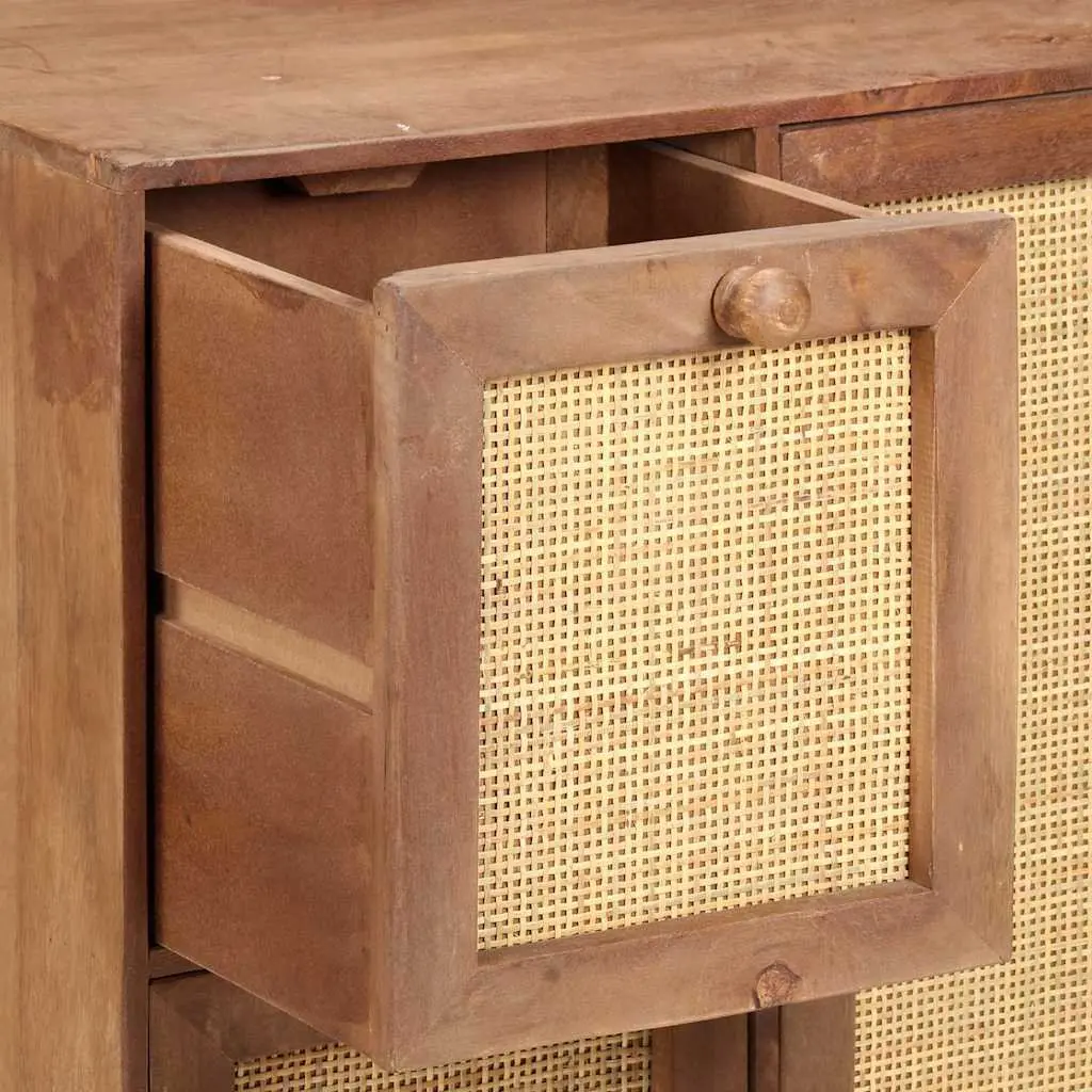 Solid Mango Wood Sideboard with Drawers and Door