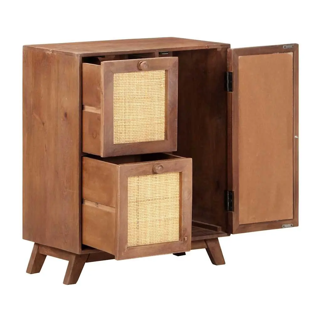 Solid Mango Wood Sideboard with Drawers and Door