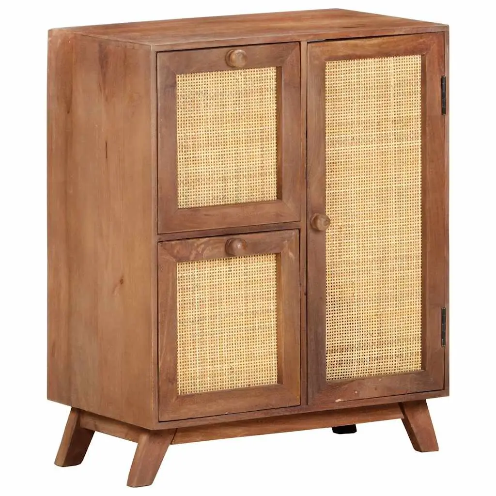 Solid Mango Wood Sideboard with Drawers and Door
