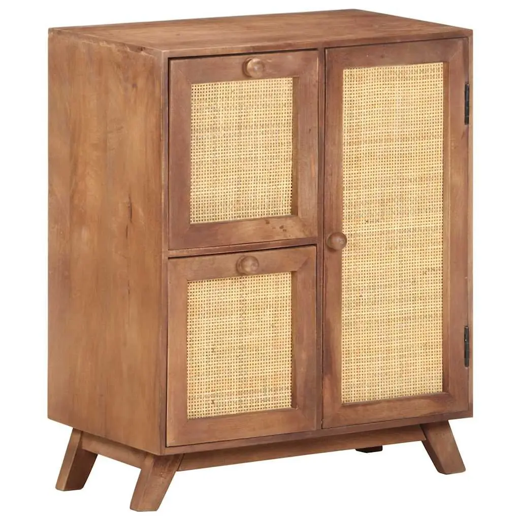 Solid Mango Wood Sideboard with Drawers and Door