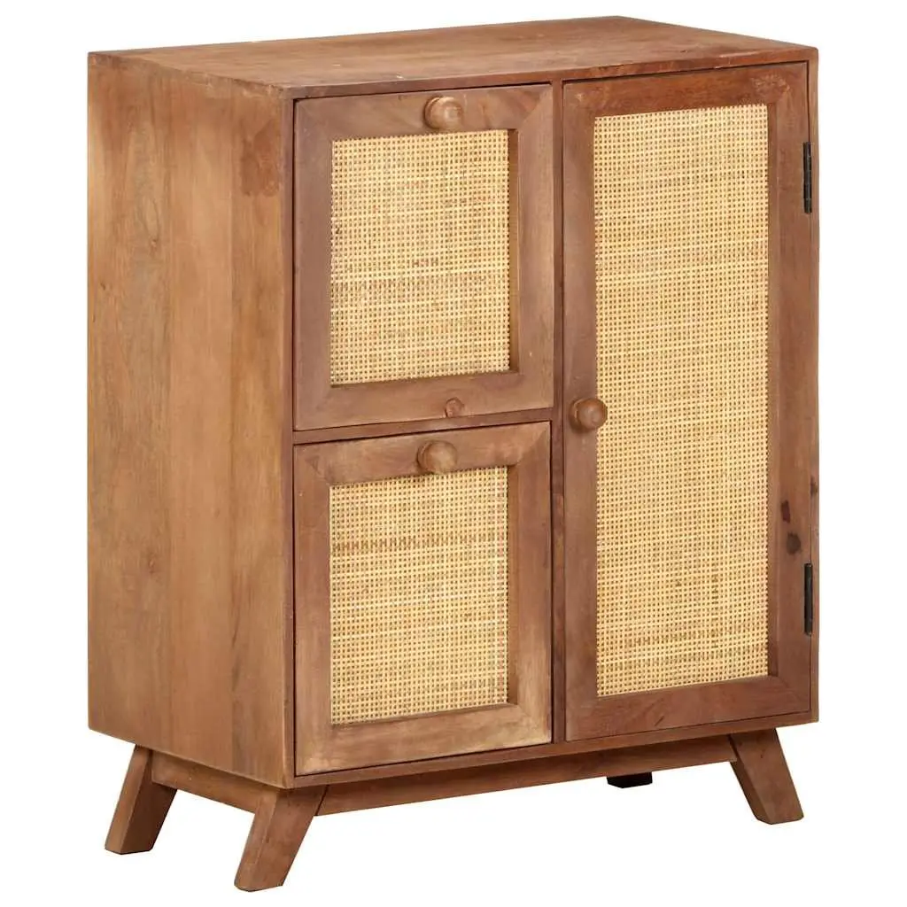 Solid Mango Wood Sideboard with Drawers and Door