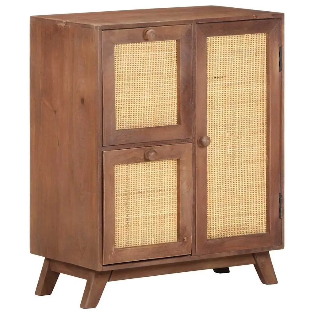 Solid Mango Wood Sideboard with Drawers and Door