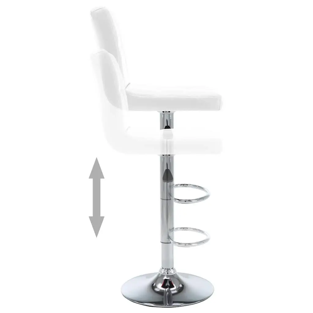Bar Stools Set of 2 in White Faux Leather