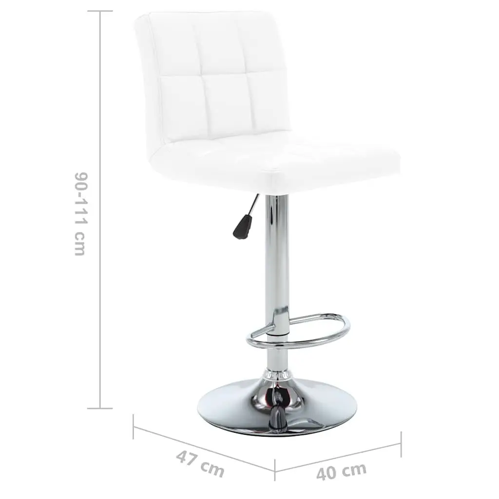 Bar Stools Set of 2 in White Faux Leather