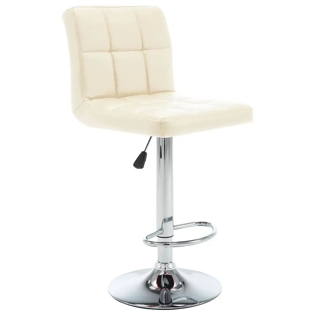Cream Faux Leather Bar Stools 2 pcs with Adjustable Height