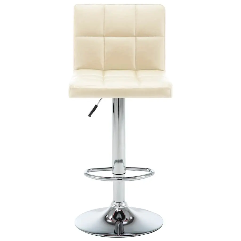 Cream Faux Leather Bar Stools 2 pcs with Adjustable Height