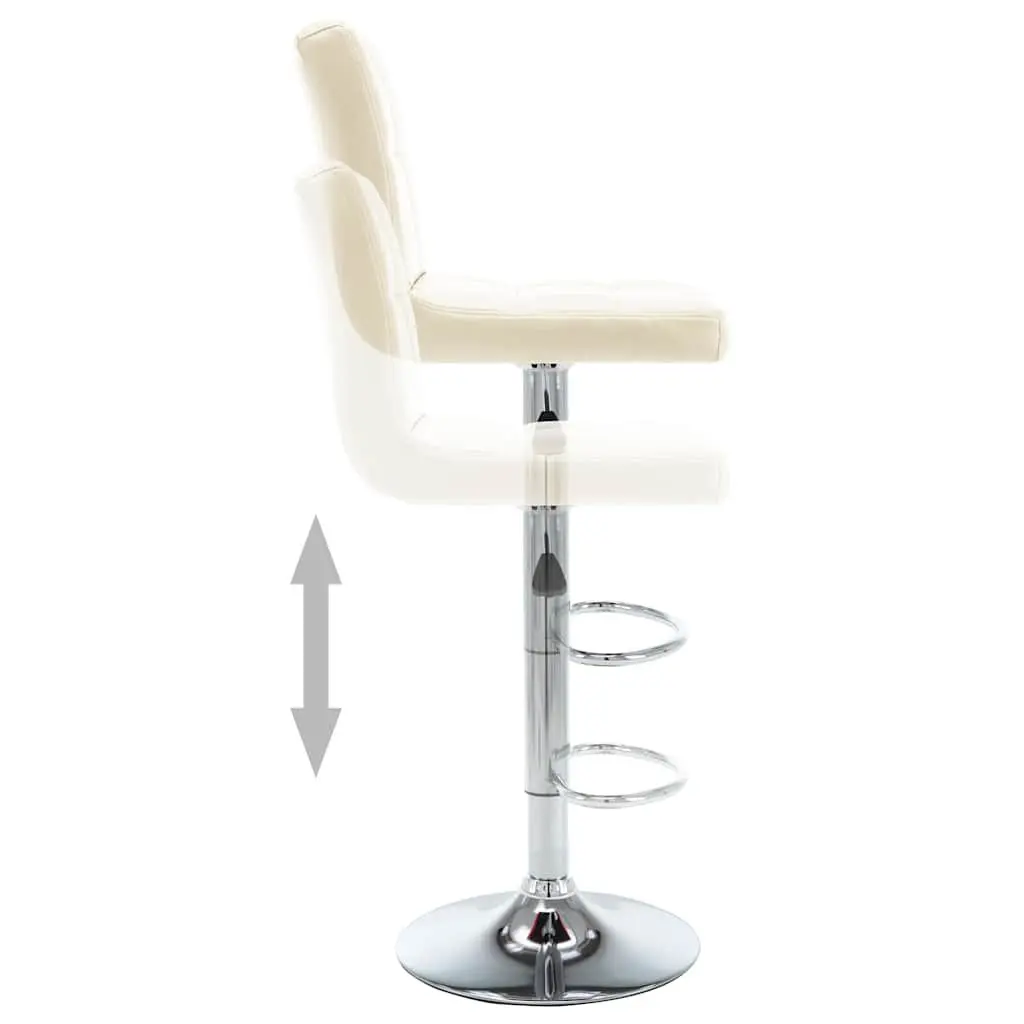 Cream Faux Leather Bar Stools 2 pcs with Adjustable Height