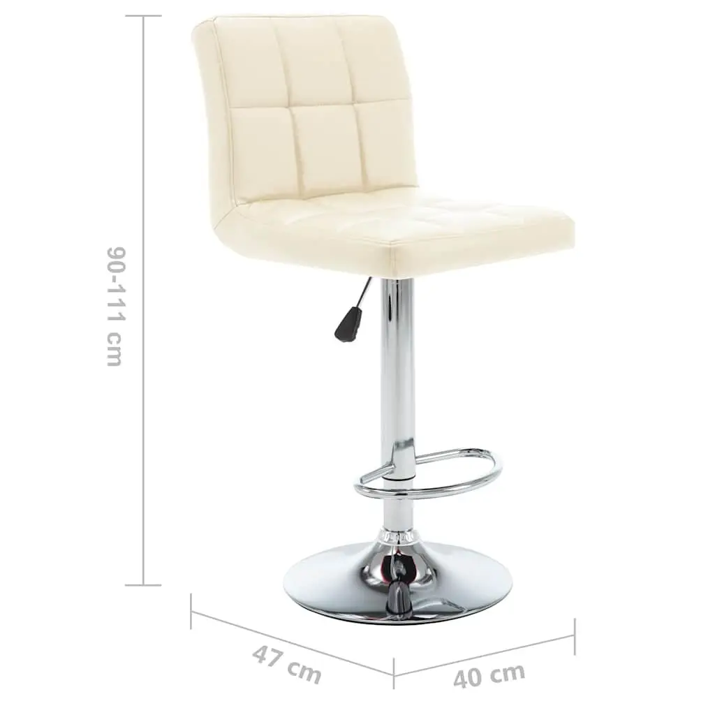 Cream Faux Leather Bar Stools 2 pcs with Adjustable Height