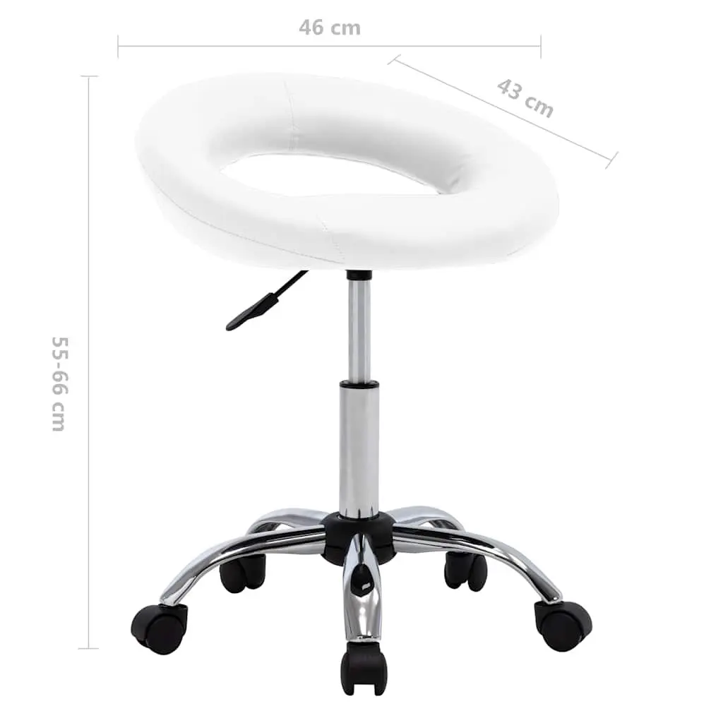 Office Chair Faux Leather White Adjustable Height Swivel Padded Backrest