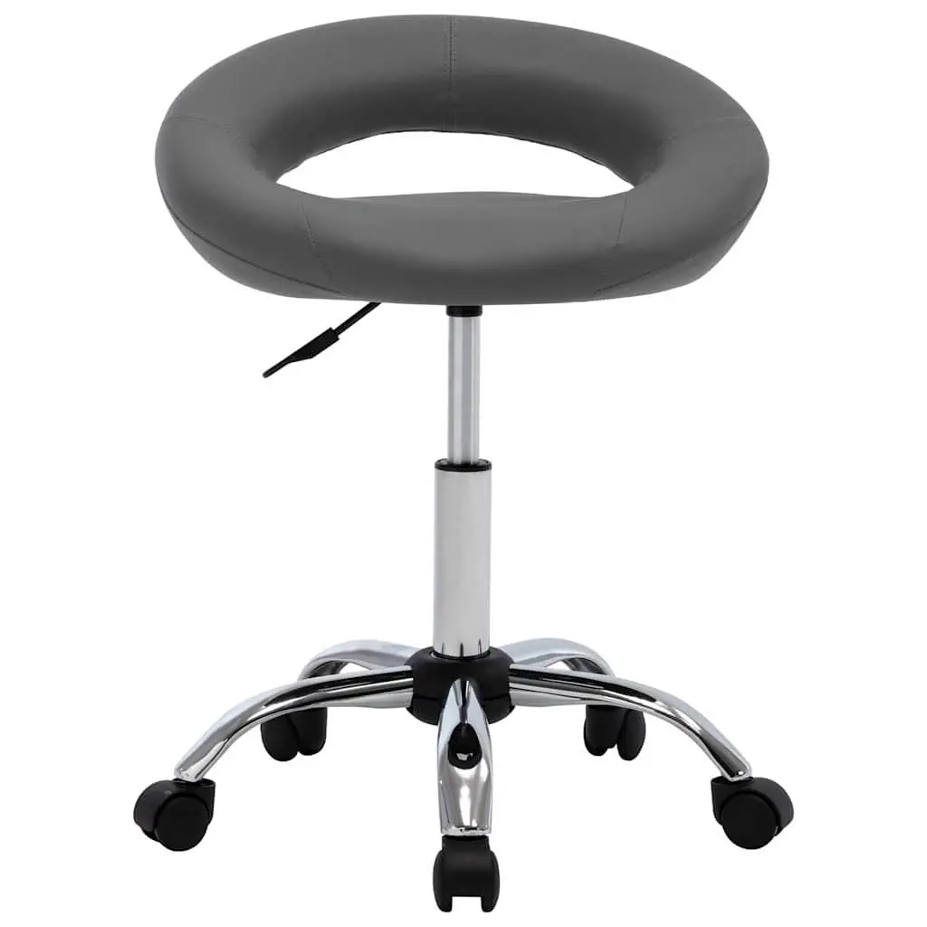 Rolling Office Chair Faux Leather Adjustable Height Grey