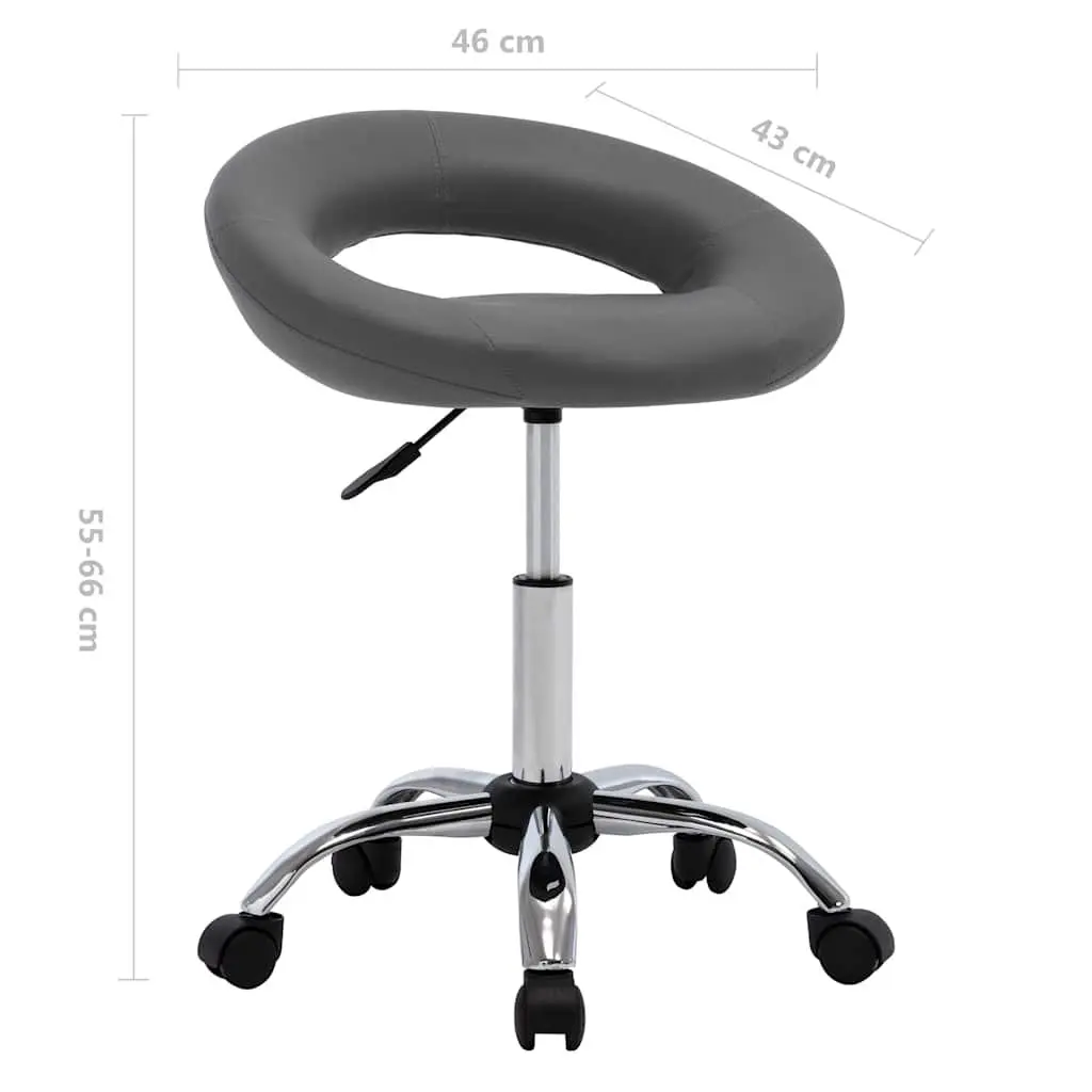 Rolling Office Chair Faux Leather Adjustable Height Grey