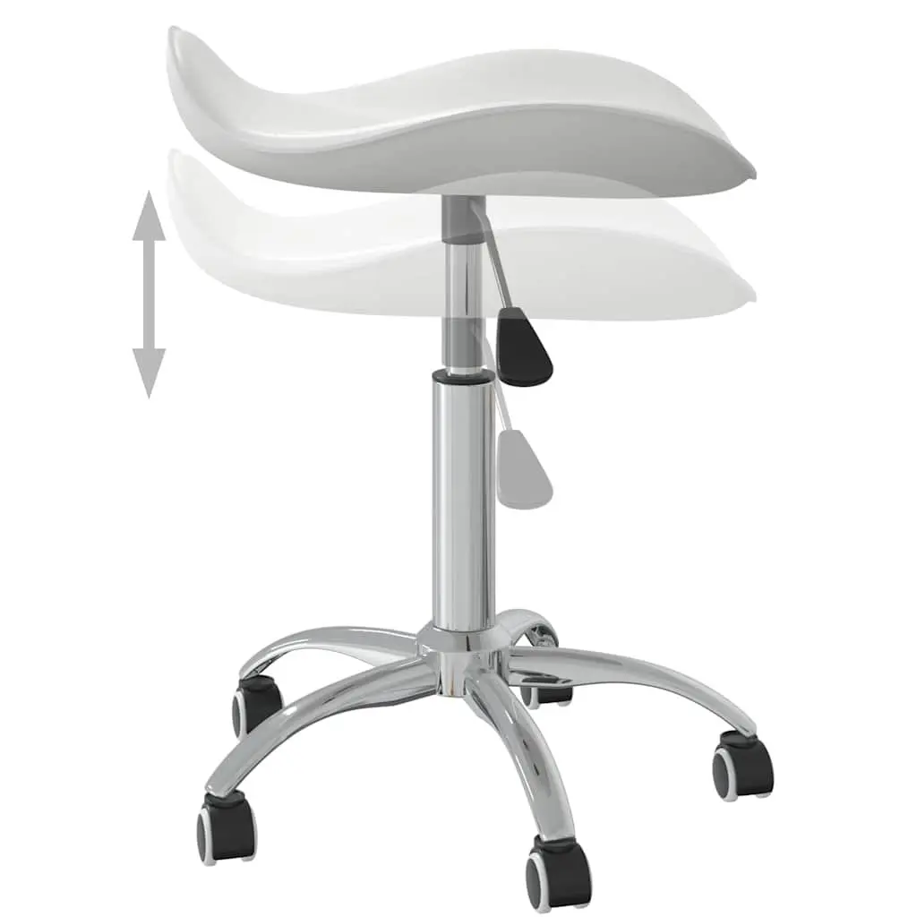 Salon Spa Stool Faux Leather Height Adjustable White Swivel Rolling Chair