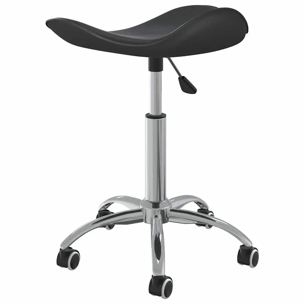 Salon Spa Stool Faux Leather Black Height Adjustable Swivel Chair Five Wheels