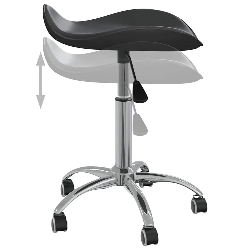 Salon Spa Stool Faux Leather Black Height Adjustable Swivel Chair Five Wheels