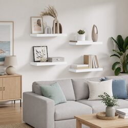 Modern White Floating Wall Shelf with Invisible Mounting