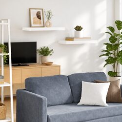 High Gloss White Floating Wall Shelves Set of 2