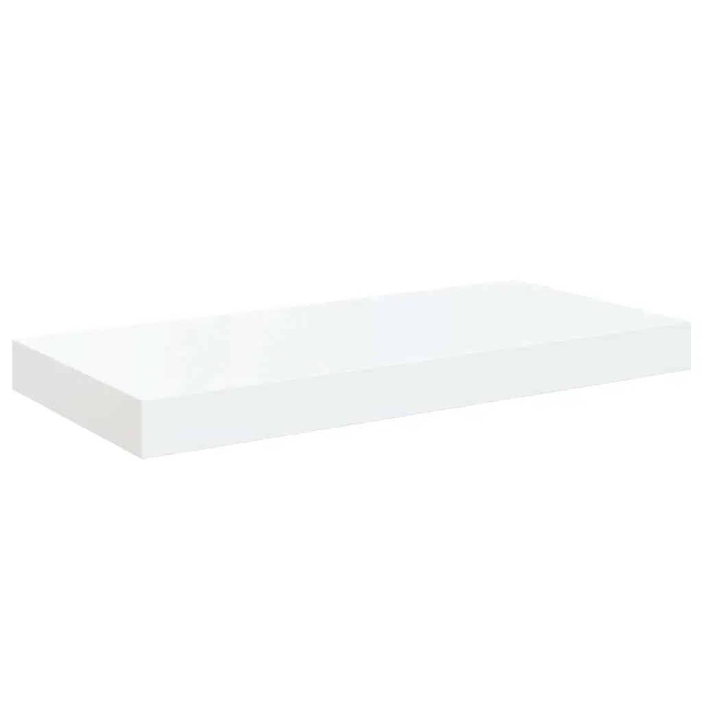 Floating Wall Shelves Honeycomb MDF Metal Frame 50 x 23.5 x 3.8 cm High Gloss White 2 Piece