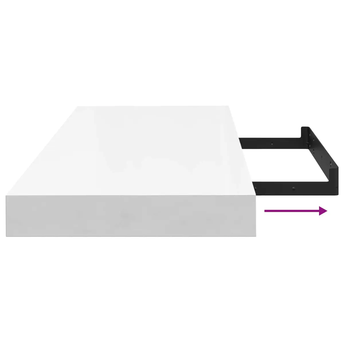 High Gloss White Floating Wall Shelf for Display
