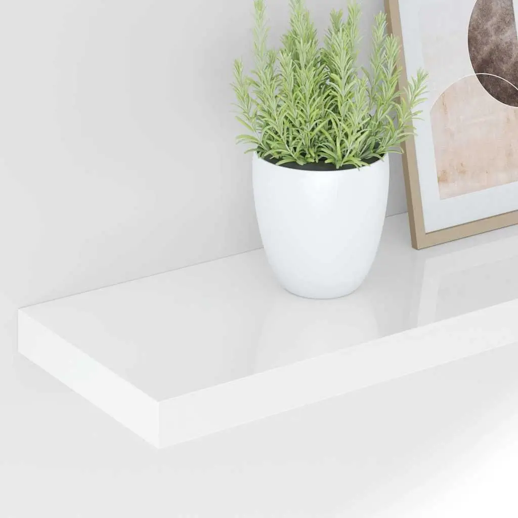 High Gloss White Floating Wall Shelf for Display