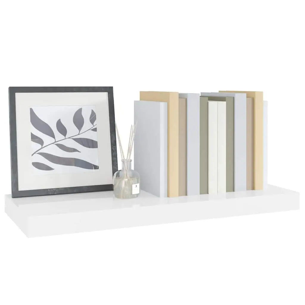 High Gloss White Floating Wall Shelf for Display