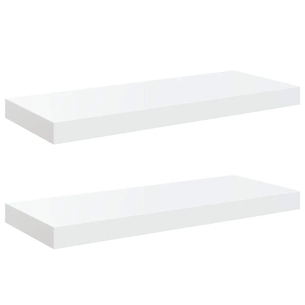 Floating Wall Shelves 2 pcs High Gloss White Display Ledge Storage Home Decor