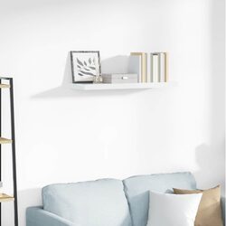 Durable White Floating Wall Shelf with Invisible Mount