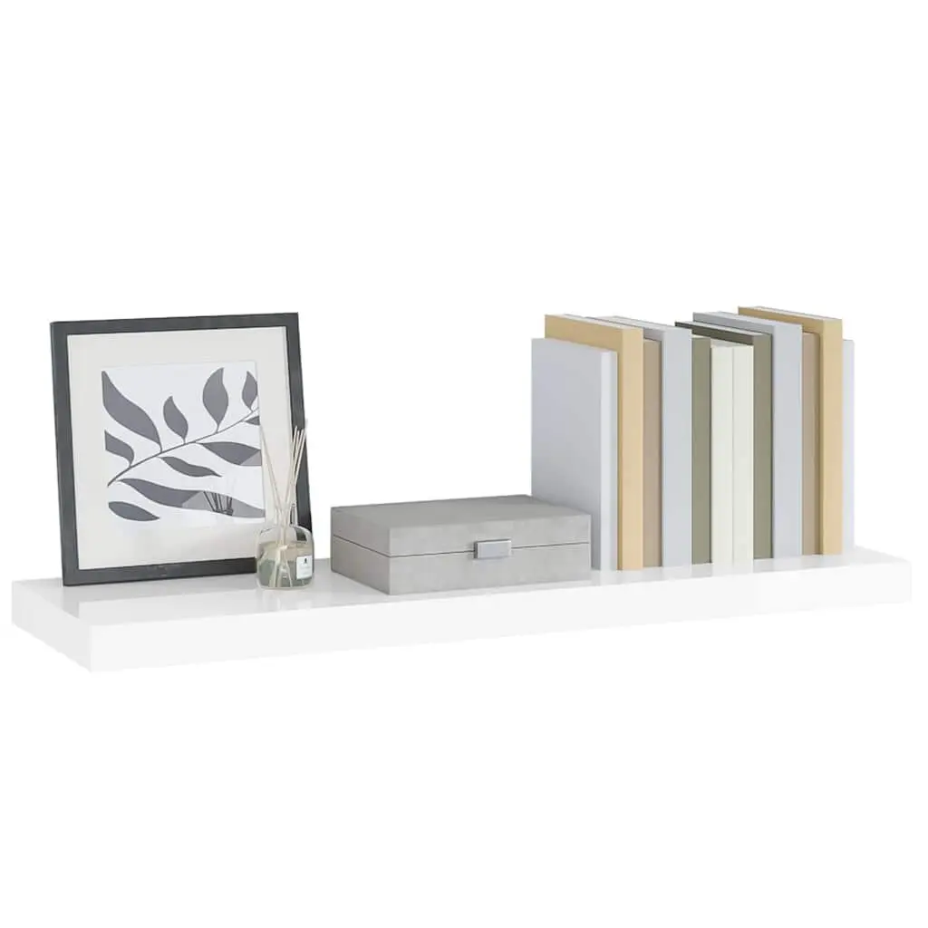 Wall Shelf High Gloss White Floating Display Ledge MDF Home Storage Organiser