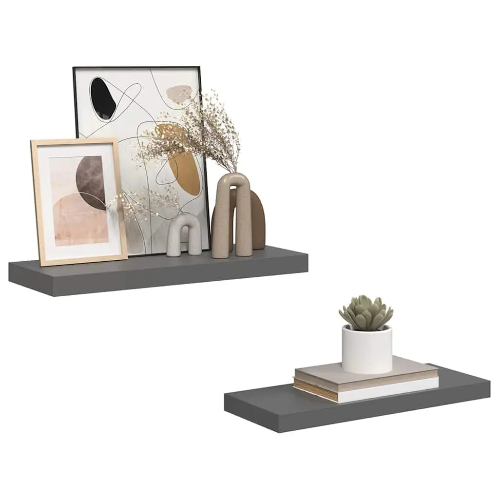 Floating Wall Shelves Set of 2 in Grey