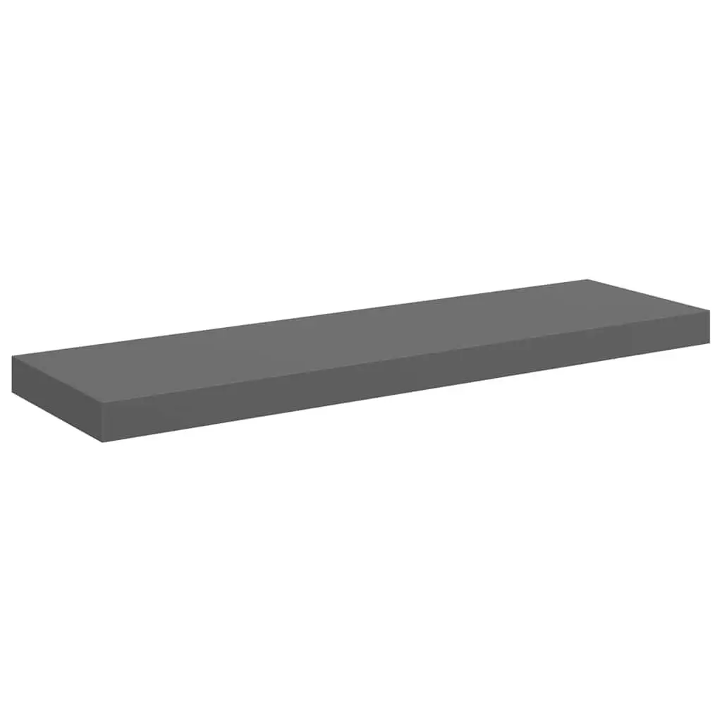 Floating Wall Shelves 2 pcs High Gloss Grey Display Shelf Storage Home Decor