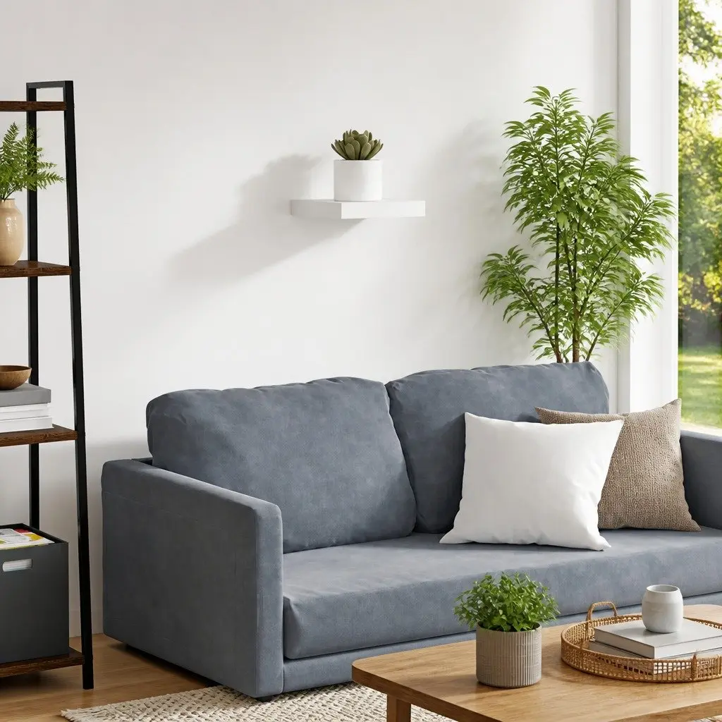 White Wall Shelf with Invisible Mounting System