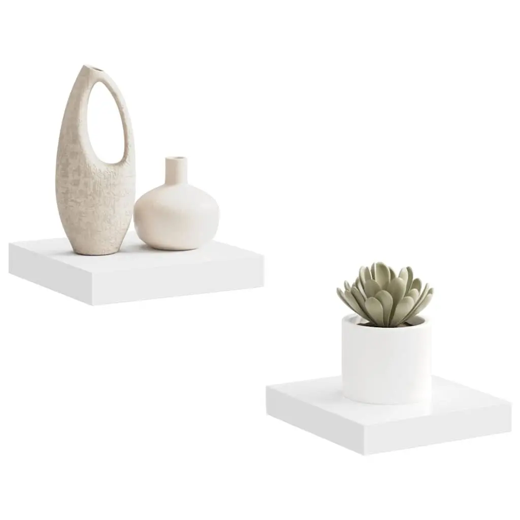 Floating Wall Shelves 2 pcs White Display Rack Home Storage Organiser Decor