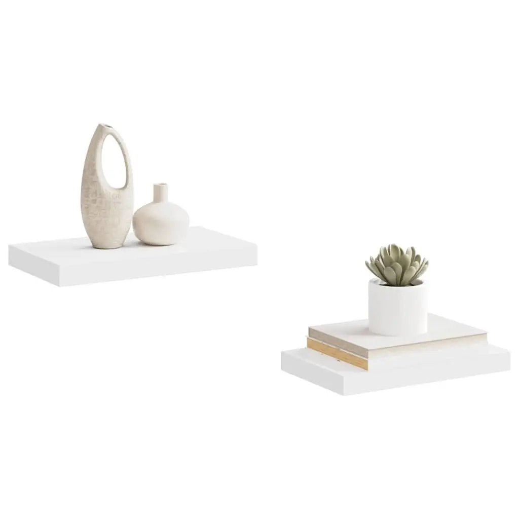 Floating Wall Shelves Honeycomb MDF Metal Frame 40 x 23.5 x 3.8 cm White Set of 2