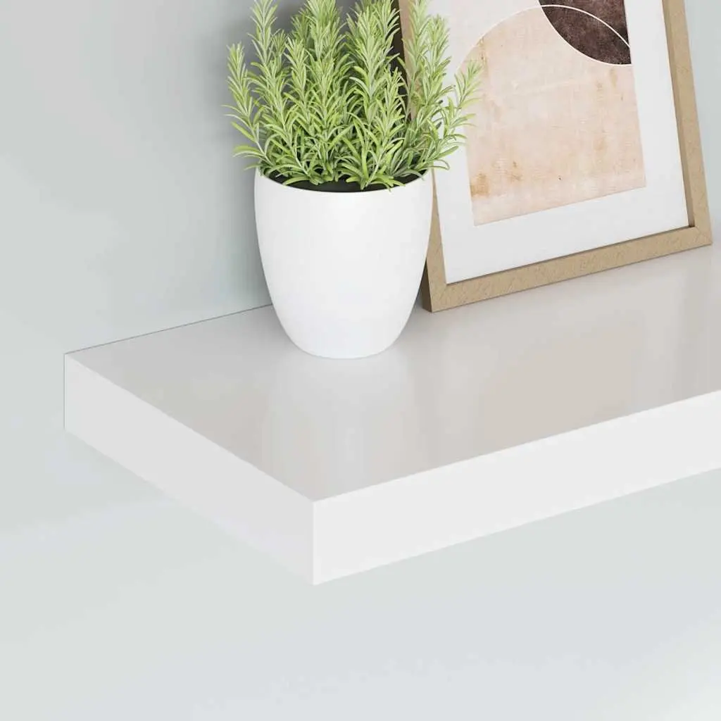 Floating Wall Shelves Honeycomb MDF Metal Frame 40 x 23.5 x 3.8 cm White Set of 2