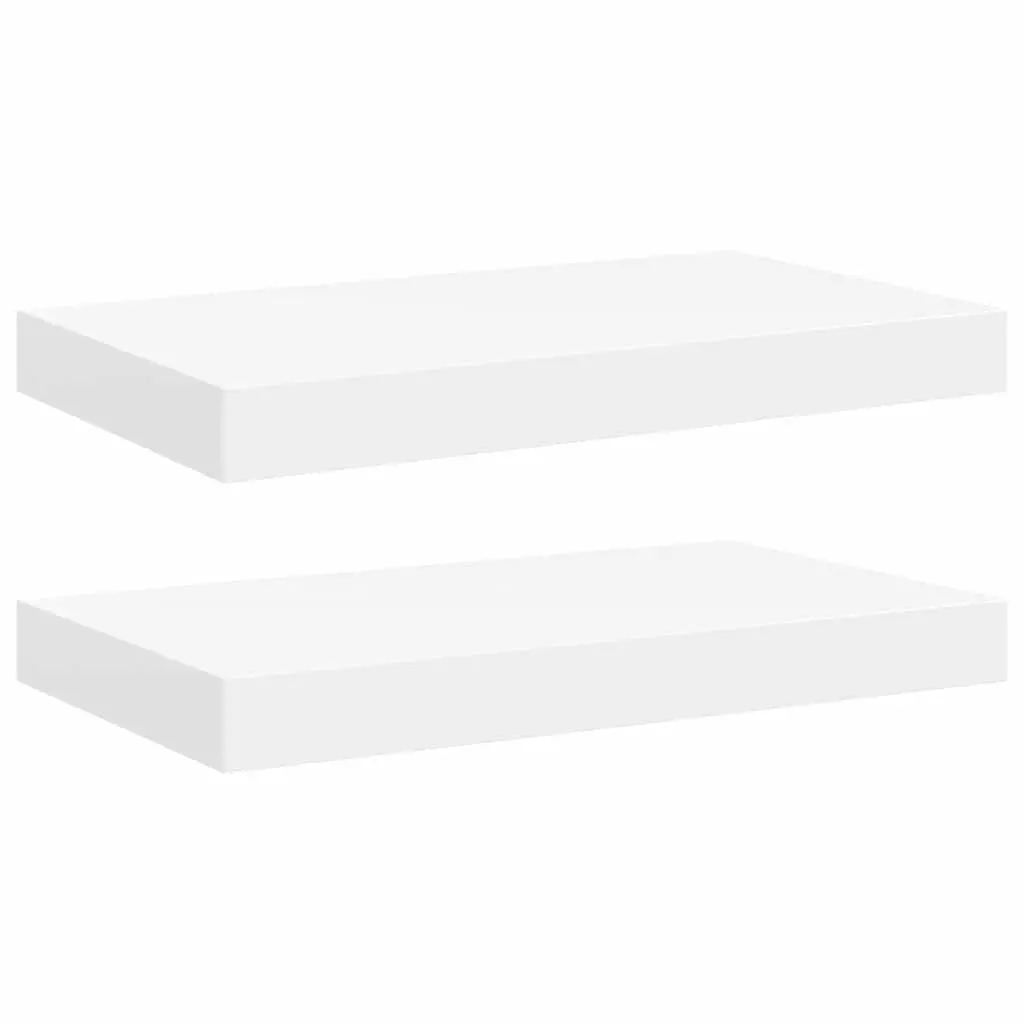 Floating Wall Shelves Honeycomb MDF Metal Frame 40 x 23.5 x 3.8 cm White Set of 2