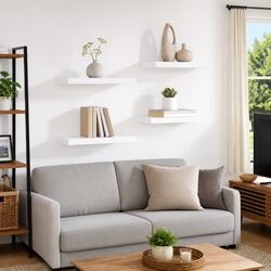 High-Quality Floating Wall Shelves - 4 Piece Set in White